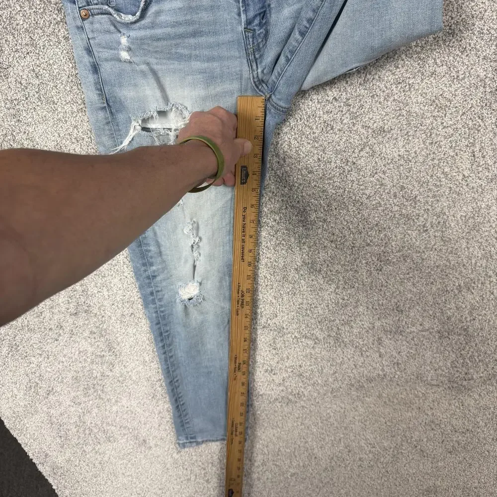 American Eagle Jeans Mens 28x26 Blue Airflex+ Skinny Distressed Ripped Denim